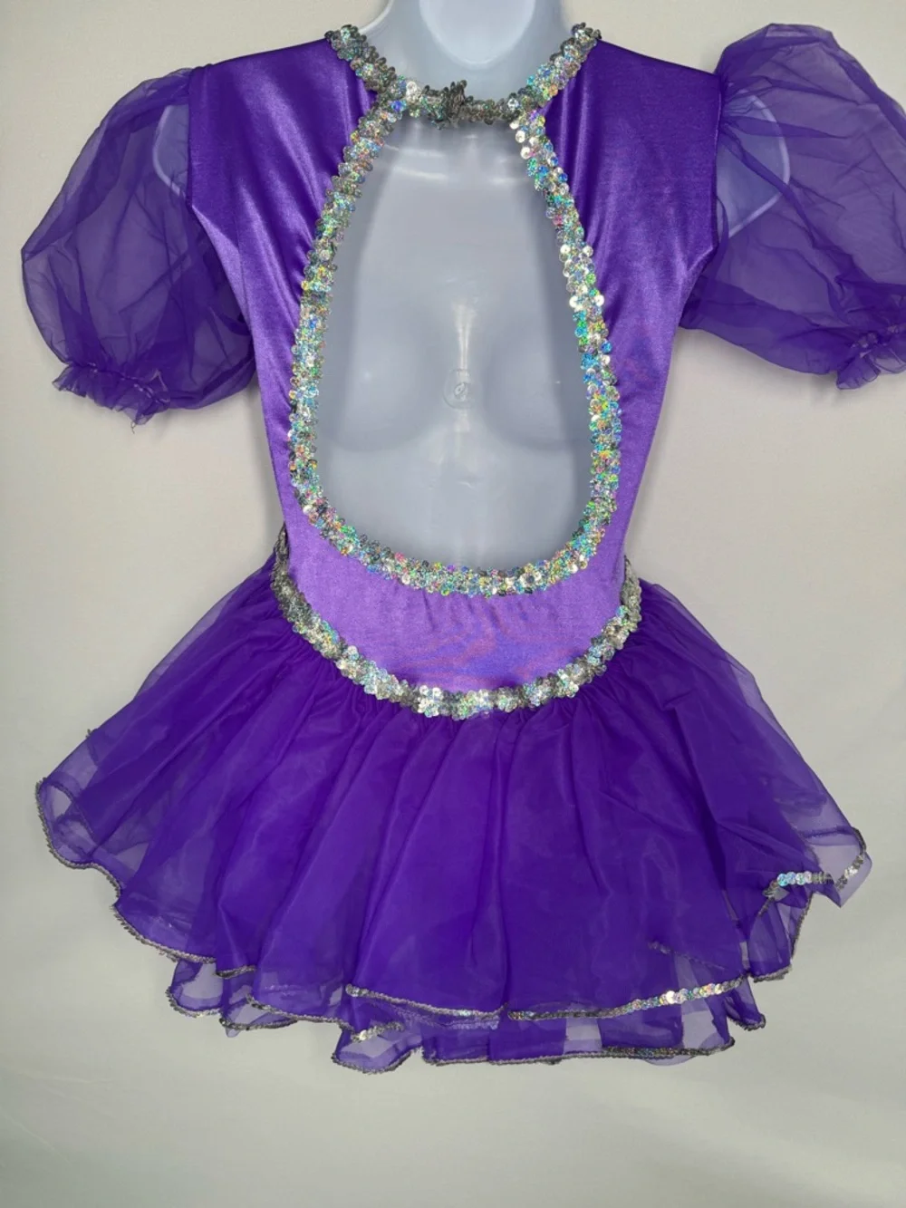 Marvel Cicci Purple Sequin Dance Costume - Puff Sleeve Lyrical/Skating Dress LC